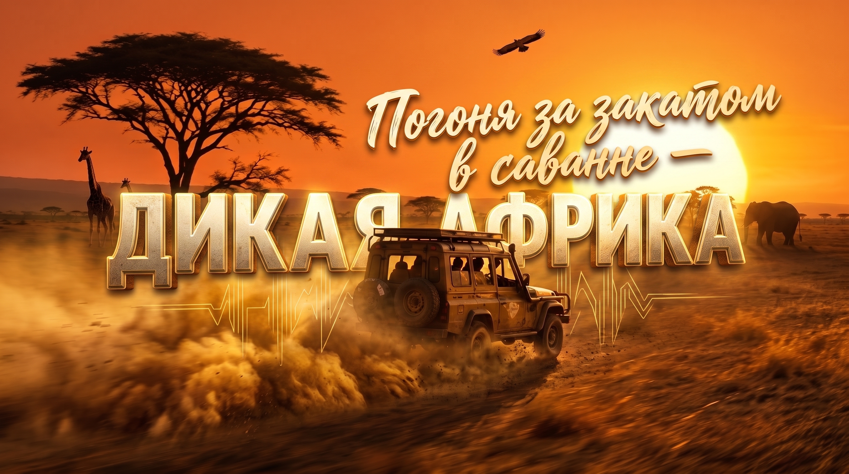 Погоня за закатом в саванне — дикая африка